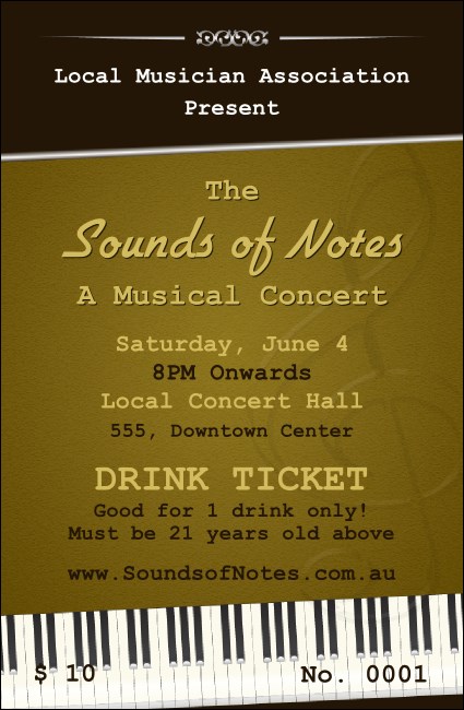 Sounds of Notes Drink Ticket Product Front