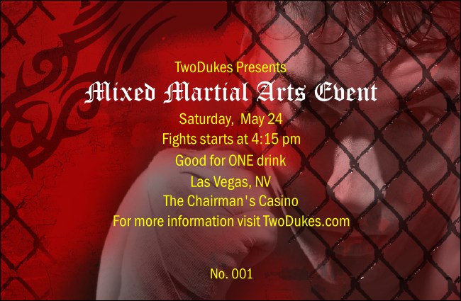 Mixed Martial Arts Event Drink Ticket