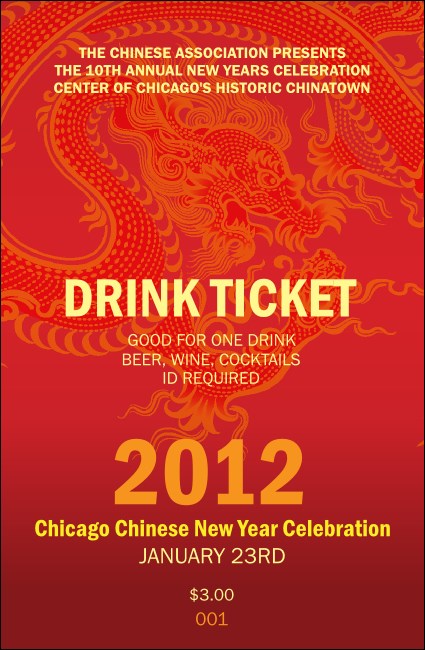 Chinese New Year Drink Ticket Product Front
