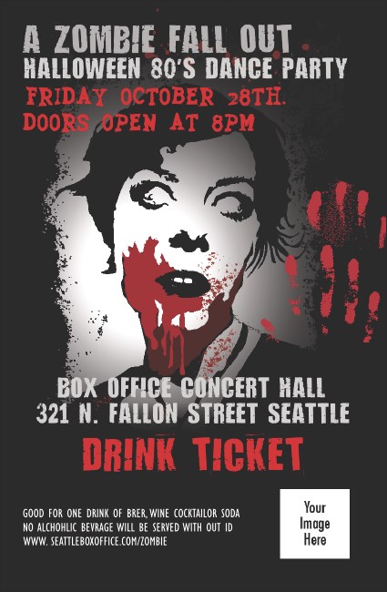 Zombie Woman Drink Ticket Product Front