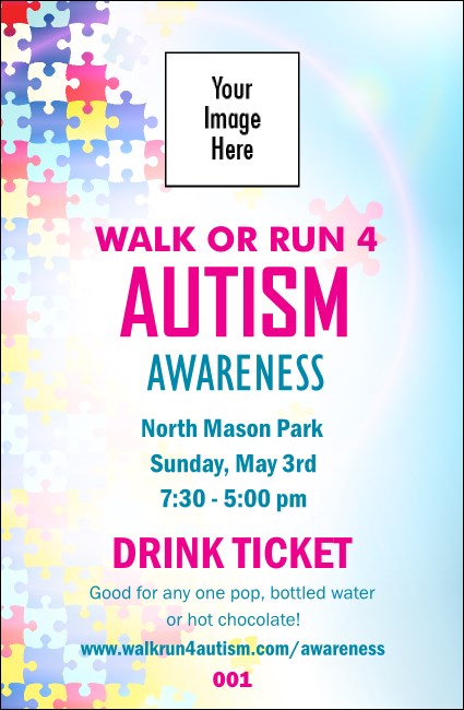 Autism Awareness Drink Ticket Product Front