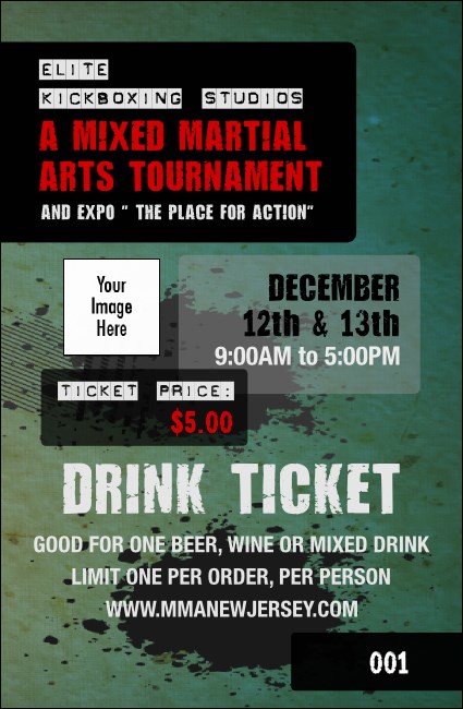 Contemporary Mixed Martial Arts Drink Ticket Product Front