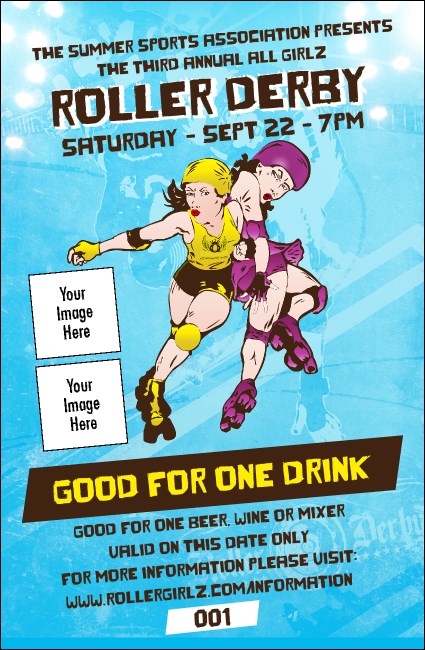 Roller Derby Jammer Drink Ticket Product Front