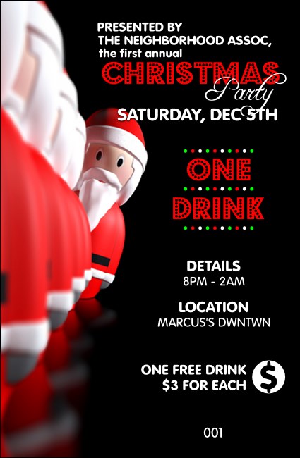 Santa Lineup Drink Ticket Product Front