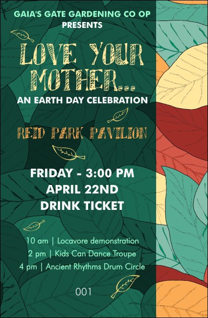 Earth Day Organic Drink Ticket Product Front