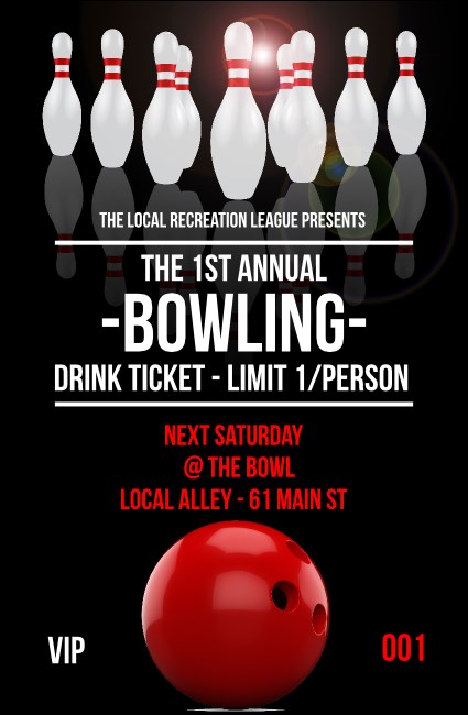 Bowling Classic Drink Ticket Product Front