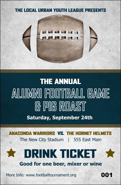 American Football Blue Drink Ticket Product Front