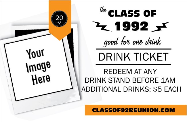 Class Reunion Mascot Orange Drink Ticket