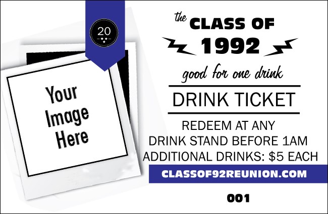 Class Reunion Mascot Blue Drink Ticket