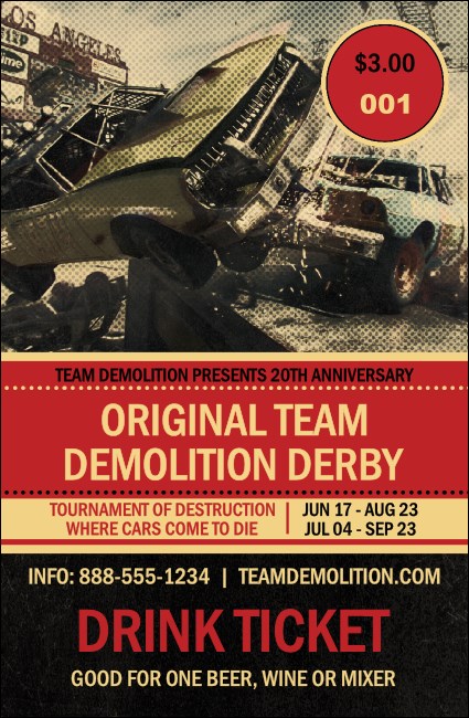 Demolition Derby Drink Ticket