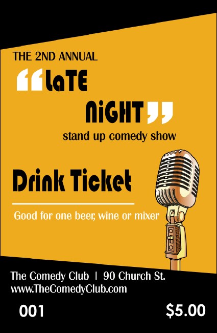 Comedy Retro Microphone Drink Ticket Product Front