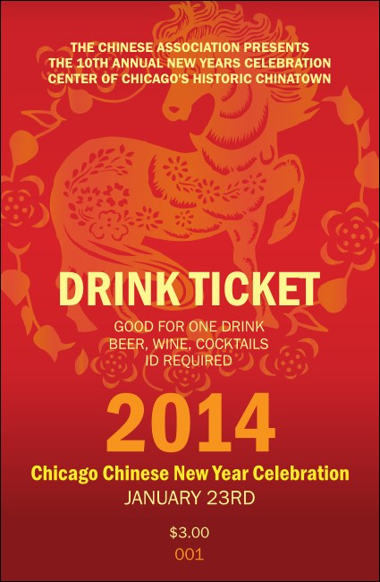 Chinese New Year 2014 Drink Ticket
