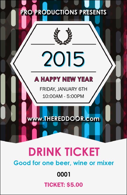 Year Neon Lights Drink Ticket Product Front