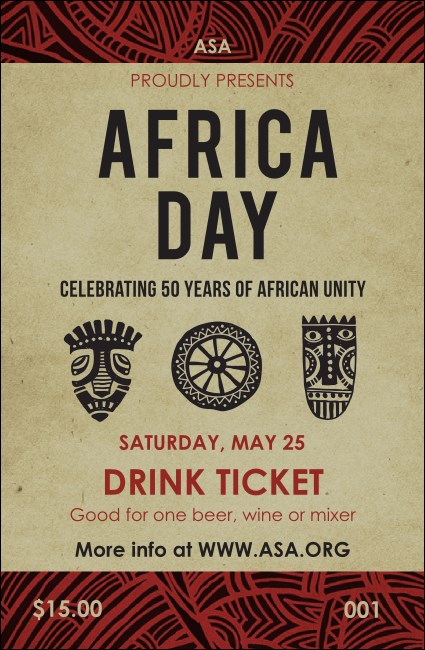 African Theme Drink Ticket Product Front