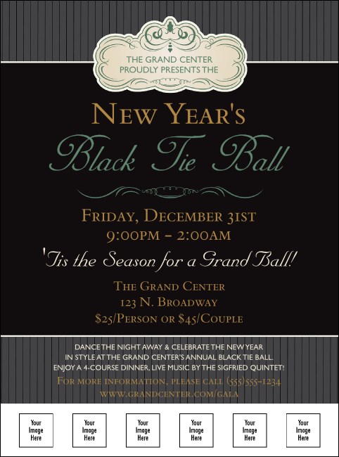 Classic Black Pinstripe Logo Flyer Product Front