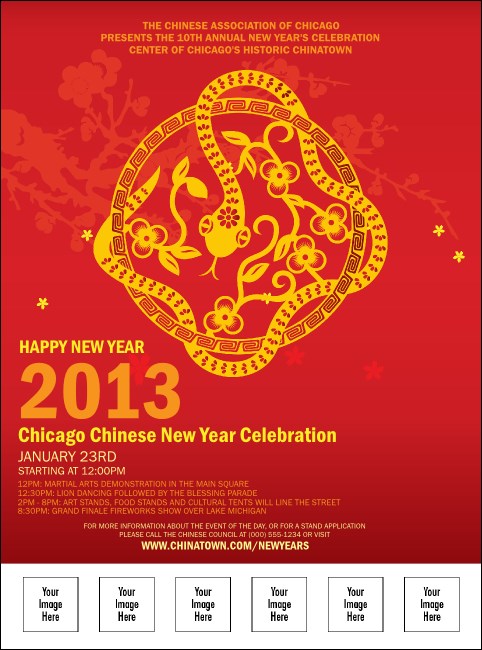 Chinese New Year Flower Snake Logo Flyer