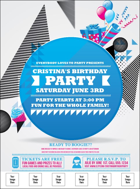 Birthday Party Geometric Logo Flyer