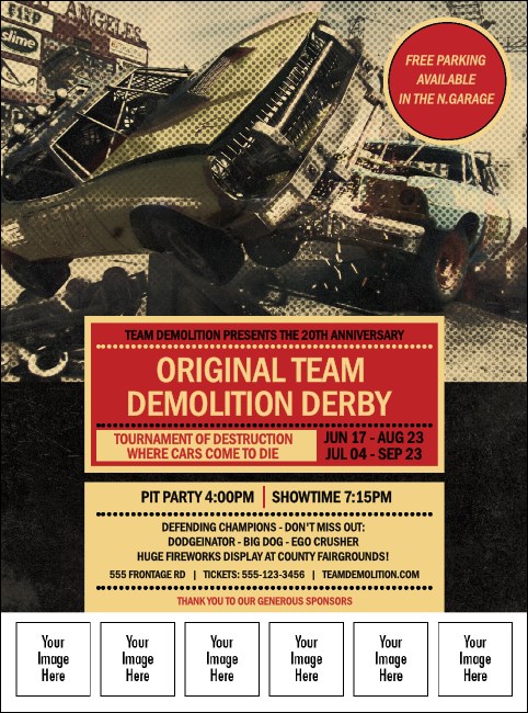 Demolition Derby Logo Flyer Product Front
