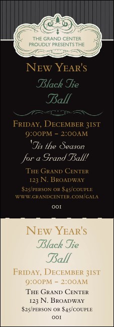 Classic Black Pinstripe Event Ticket Product Front