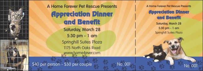 Animal Rescue Benefit Event Ticket Product Front