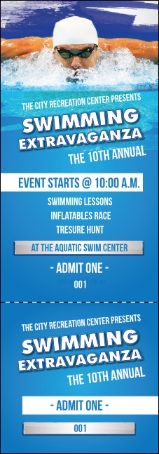 Swimming Event Ticket Product Front