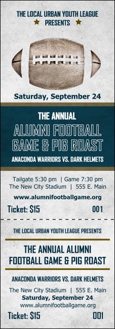 American Football Blue Event Ticket Product Front