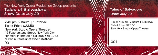 Opera Red General Admission Ticket Product Front