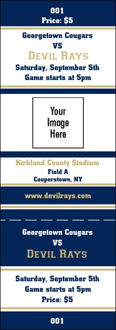 Sports Ticket 001 Navy & Gold Product Front