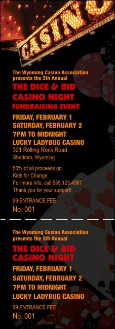 Casino Night Event Ticket Product Front