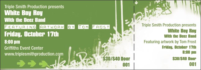 Hip Hop Green Event Ticket Product Front