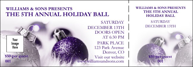 Christmas Ornament Purple Event Ticket Product Front