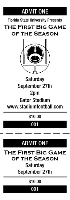American Football General Admission Ticket 001 Product Front