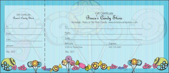 Candy Gift Certificate Product Front