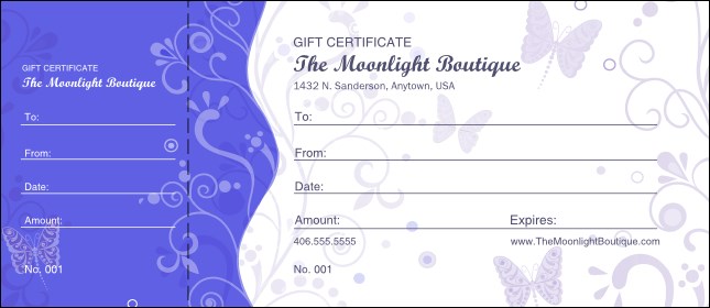 Butterfly Gift Certificate Product Front