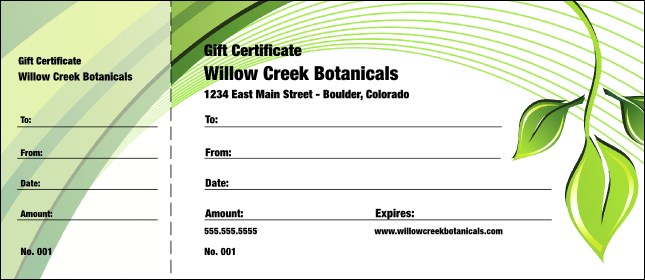 Green Leaf Gift Certificate