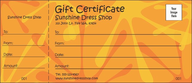 Orange Fun Gift Certificate Product Front