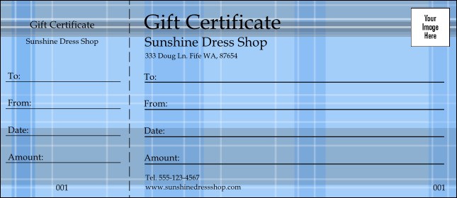 Plaid Gift Certificate 002 Product Front