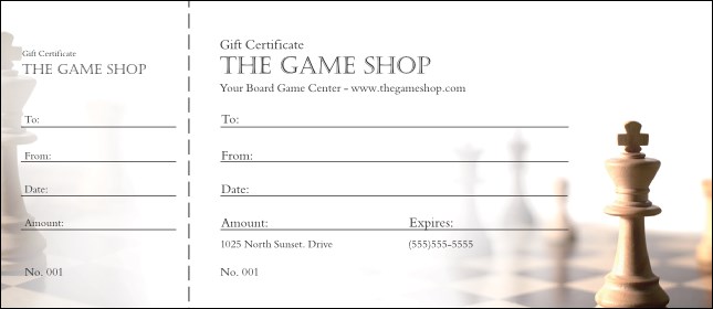 Chess Gift Certificate