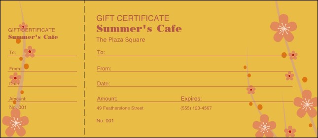 Fruit Flowers Gift Certificate Product Front
