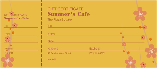 Fruit Flowers Gift Certificate