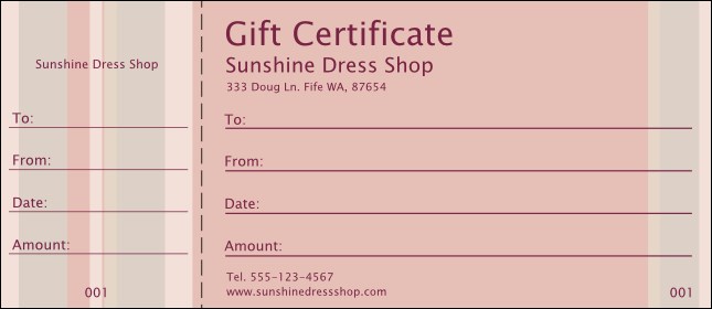 Pink Stripes Gift Certificate Product Front