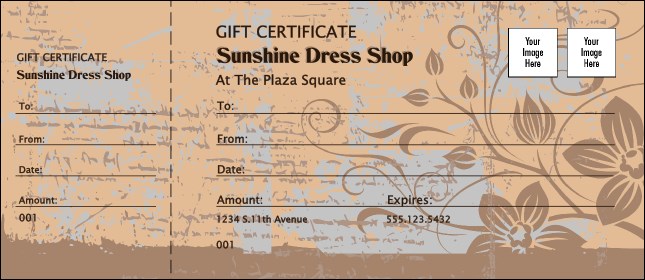 Mocha Grunge Gift Certificate 002 Product Front