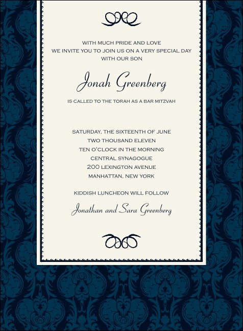 Bar Mitzvah Navy Invitation