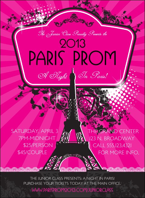 Paris Pink and Black Invitation