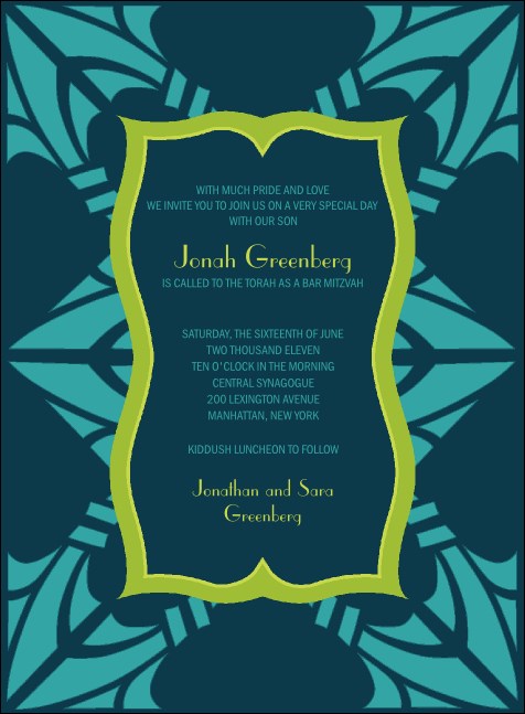 Bar Mitzvah Teal & Green Invitation