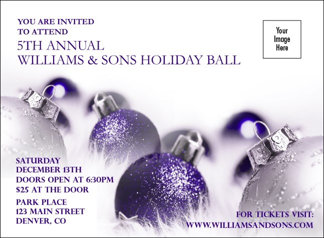 Christmas Ornament Purple Invitation