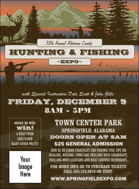 Fishing and Hunting Expo Green Camo Invitation Product Front
