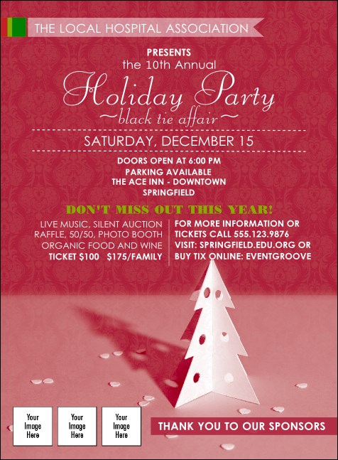 Paper Christmas Tree Red Invitation