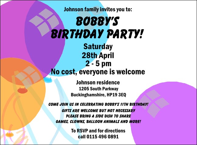 Balloons Invitation 002