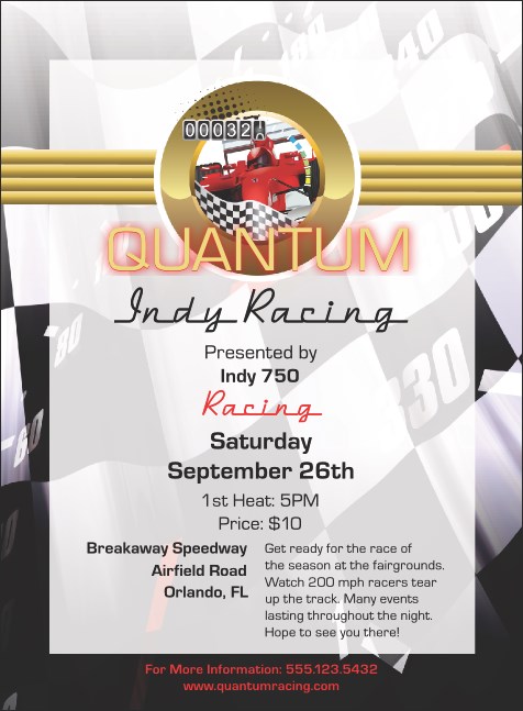 Indy Racing Invitation Product Front